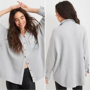AERIE 🩶 Waffle LumberJane Button-Up Shacket